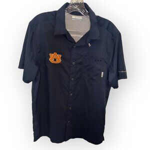 Auburn University Columbia PFG Shirt Men Blue Vented Button Up Short Sleeve Sz-S